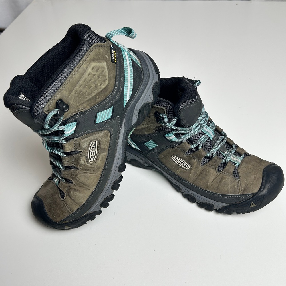KEEN Targhee II Mid Waterproof Hiking Boots Brown Teal Womens 8.5 1018159